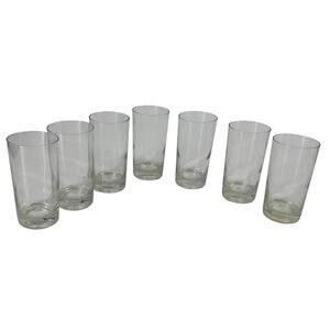 Set 7- 1960s Federal Glass Clear 8oz Flat Tumblers Glasses Mid-Century Beverage